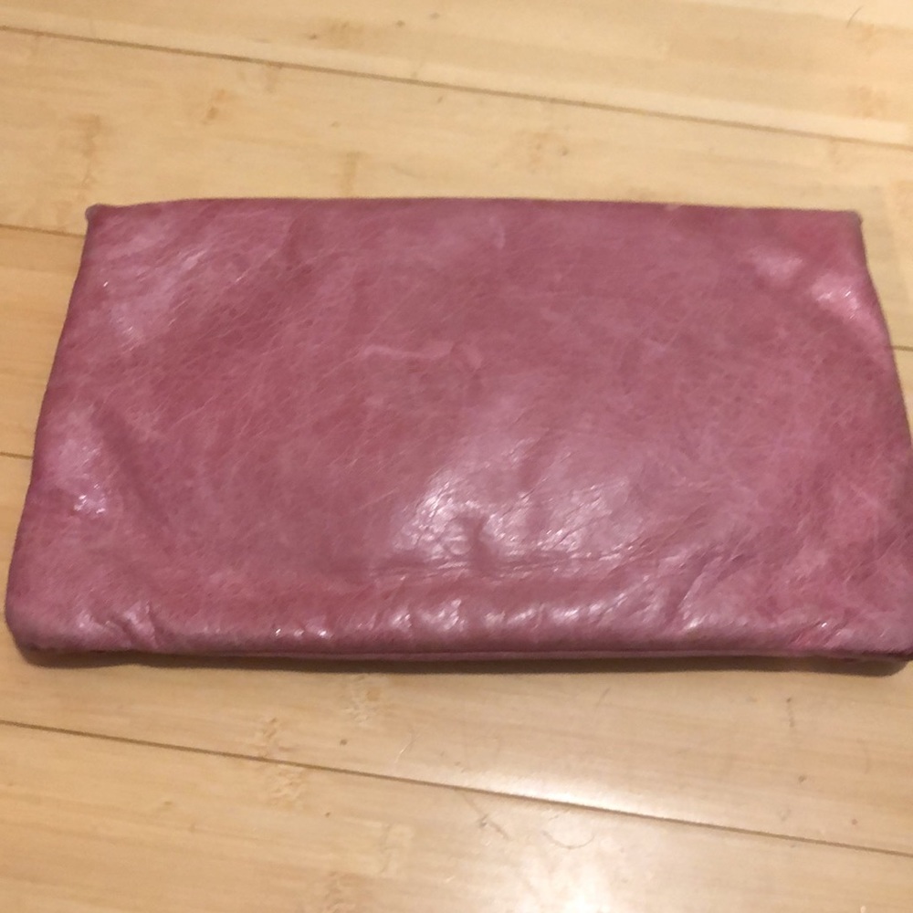 Balenciaga clutch. Rose pink color with gold accents. - Picture 2 of 4